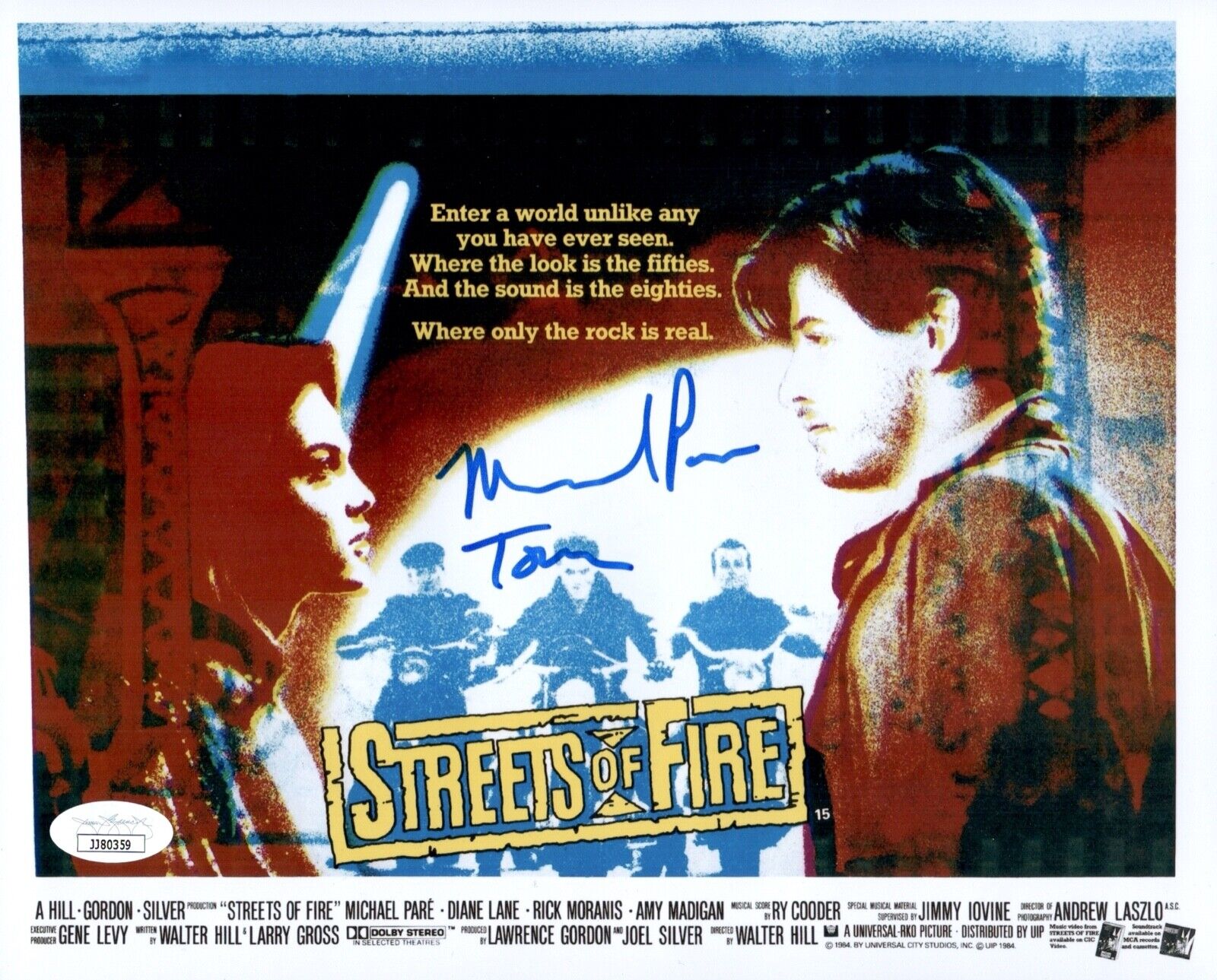 MICHAEL PARé Signed 8x10 STREETS OF FIRE Photo Poster painting PARE Autograph JSA COA Cert