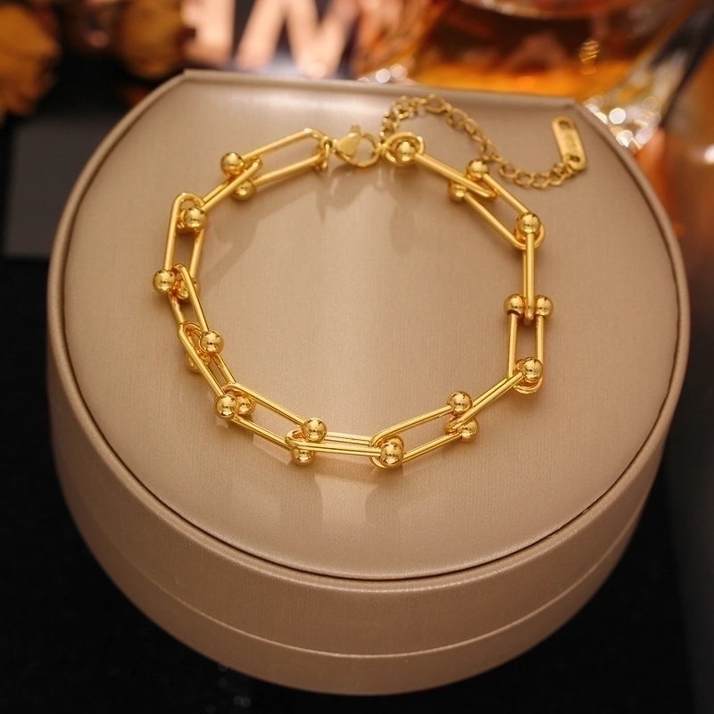 Minimalist Solid Color Titanium Steel Plating Gold Plated Bracelets