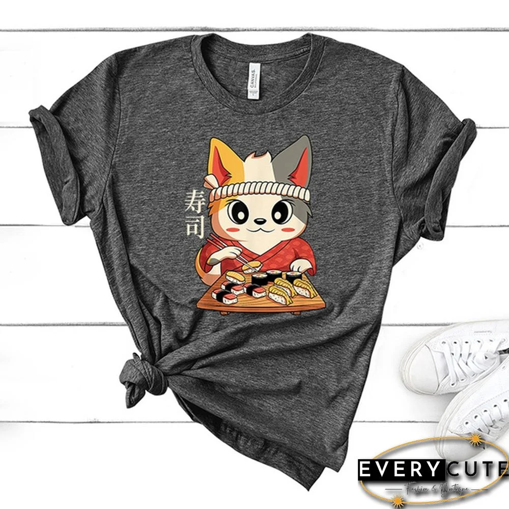 Fashion New Sushi T-Shirt Men And Women Cartoon T-Shirt Harajuku Streetwear T-Shirt Casual Tops Tees