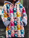 Women's Holiday Animal Printing Plus Size Leisure Hooded Cardigan Coat
