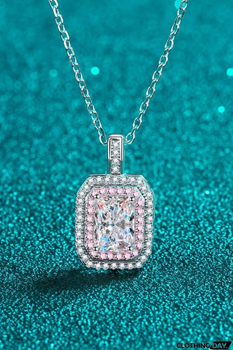 1 Carat Moissanite Geometric Pendant Chain Necklace