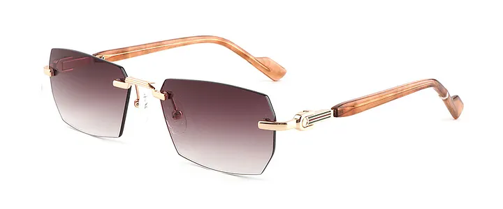 BMS1591 Women Rimless Rectangle Sunglasses Gradient Color 