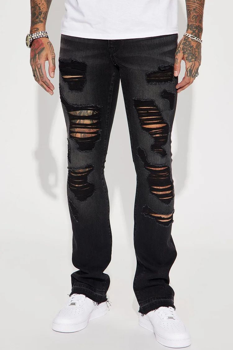 Innovative Stacked Skinny Flare Jeans - Black Wash