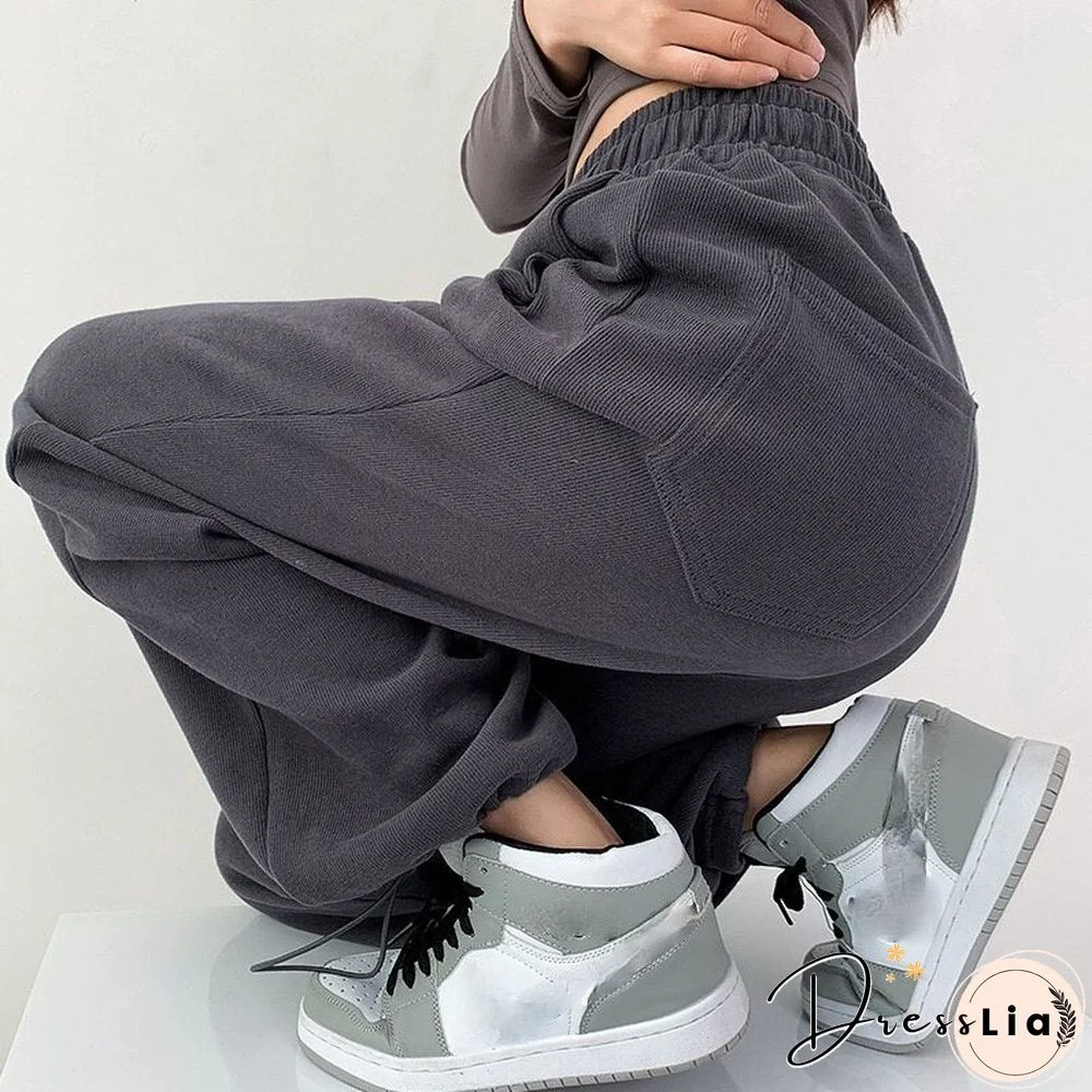 Plus Size White Gray Sweatpants Women Autumn Baggy Loose Women Sports Thicken Pants Warm Winter Trousers Joggers Streetwear