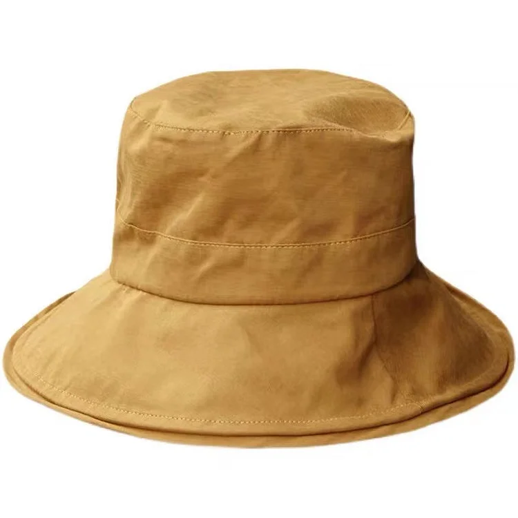 Cute Yellow Cotton Flat Top Bucket Hat