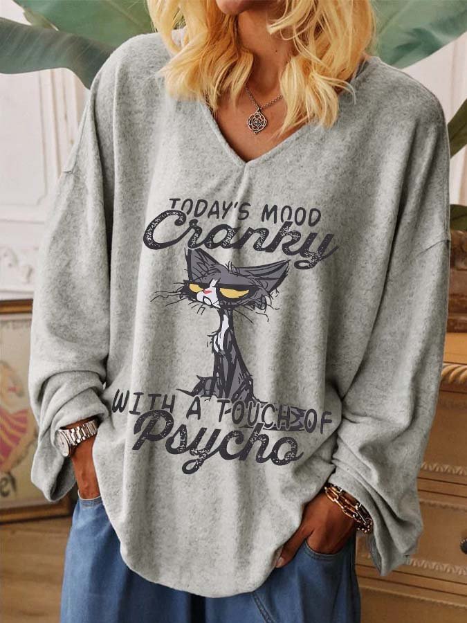 Women's TODAY'S MOOD CRANKY Casual Loose T-Shirt