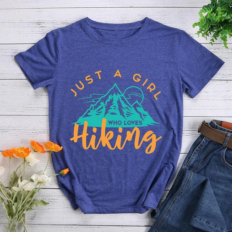 Just A Girl Who Loves Hiking Round Neck T-shirt-Annaletters