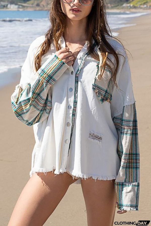 Forest Morning Plaid Button Front Shacket