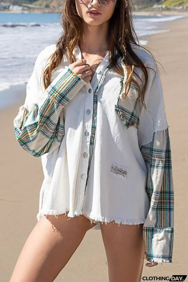 Forest Morning Plaid Button Front Shacket