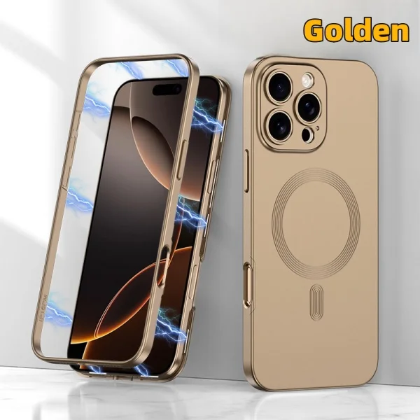 Suitable For Apple 16promax Mobile Phone Case Frosted Magnetic Suction Protective Cover Two In One