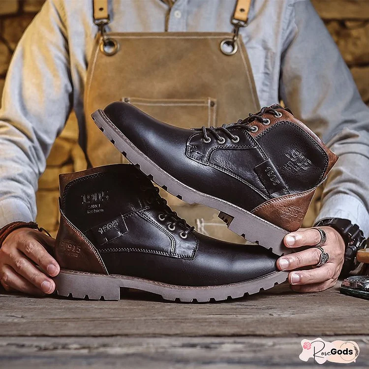 Cow Split Leather Men Boots Comfortable Boots Men Footwear Rubber Ankle Boots Men's Shoes