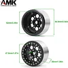 AMK 4Pcs Aluminum Alloy Wheel Weights 12mm Hex Hub 2.2 Beadlock Wheels Rims for 1/10 RC Crawler Axial Wraith 90018 SCX10 TRX6 TRX4 Upgrades (Black)