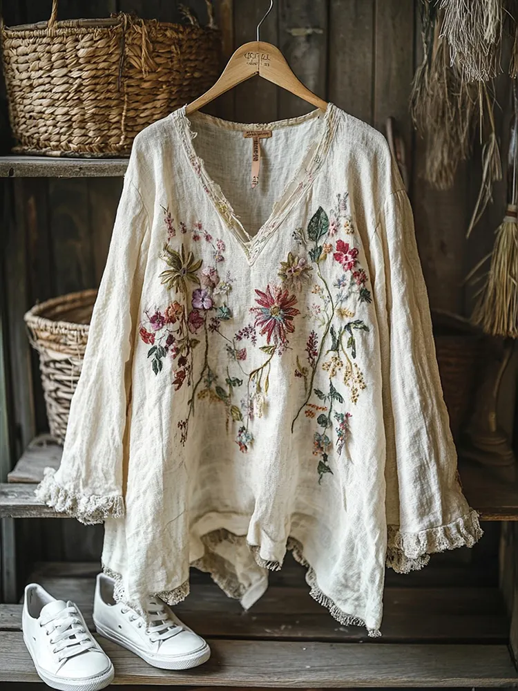 GREY MACHINE EMBROIDED ALINE TUNIC