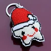 Full Bead Embroidery Keychain Xmas Star Printed Craft Gifts(5.2x7.5cm)