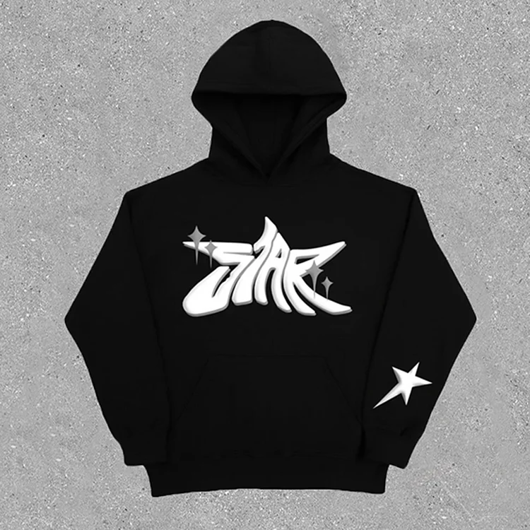 “STAT” Sweat Puff Print Fleece-lined Hoodie