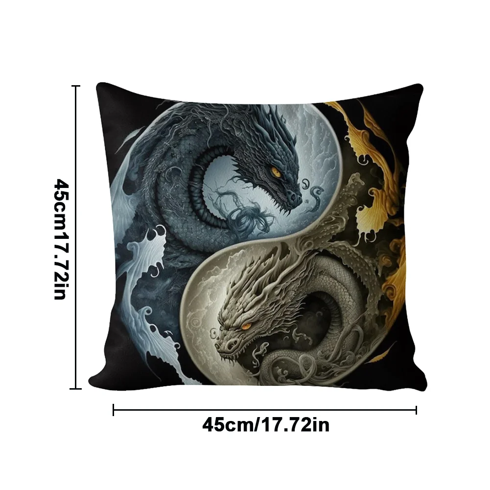 11CT Stamped Cross Stitch Pillow Cover with Zip Dragon(Canvas|45*45cm)