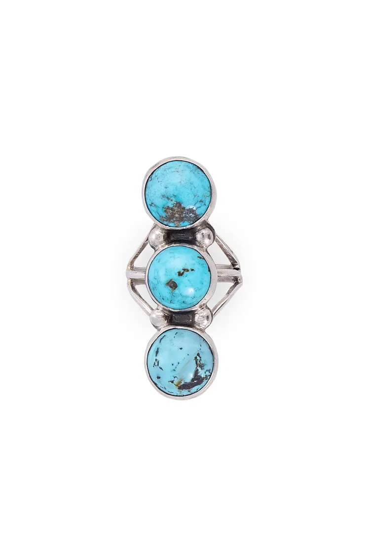 Ring, Turquoise, Triple Stone, Kingman, Hallmark, 671