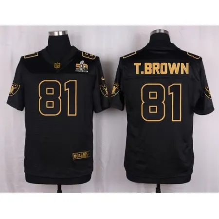 Raiders #81 Tim Brown Black Men's Stitched NFL Elite Pro Line Gold Collection Jersey