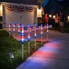 8Pcs American Flag Solar Stake Lights Weatherproof Garden Decorative Pole Flag Light Impact  Welcome Powered Outdoor Gardening Light for Outdoor Gardening Patio Yard