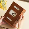 Creative Mid-Century Cherry Wood Desk Calendar | Original Design, Retro Perpetual Calendar Decorative Ornament