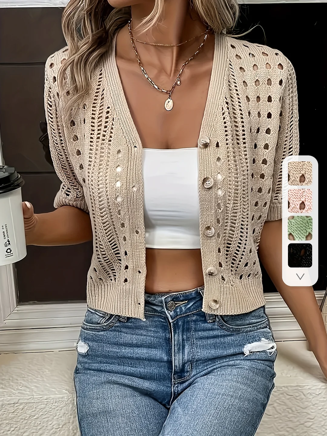 Spring And Summer Fashion Short-Sleeve Cardigan | IFYHOME