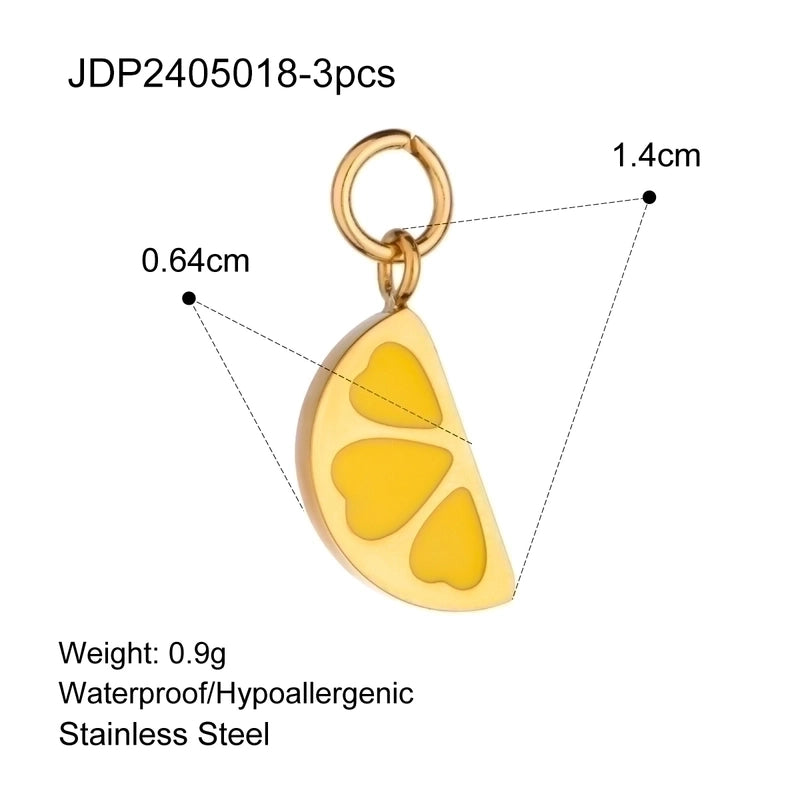 3 Pieces 304 Stainless Steel Letter Fruit Pendant