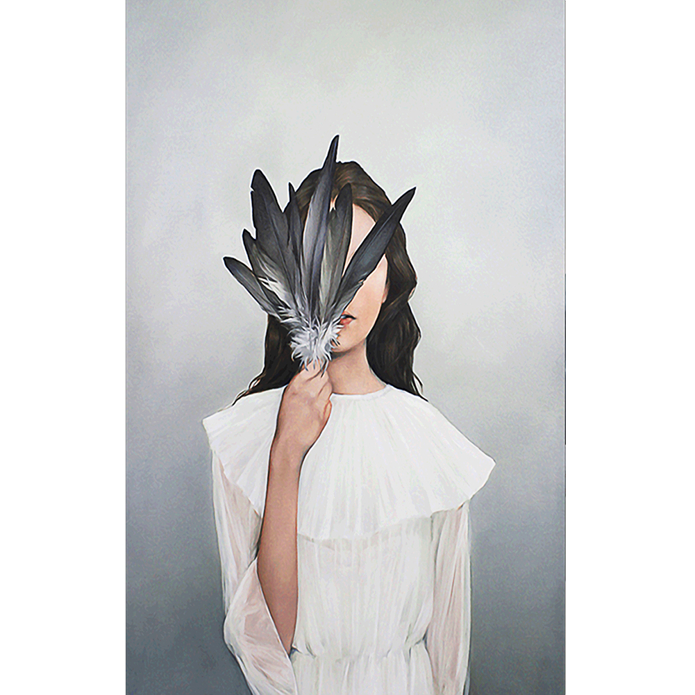 

40*60CM - Round Drill Diamond Painting - Feather Girl, 501 Original