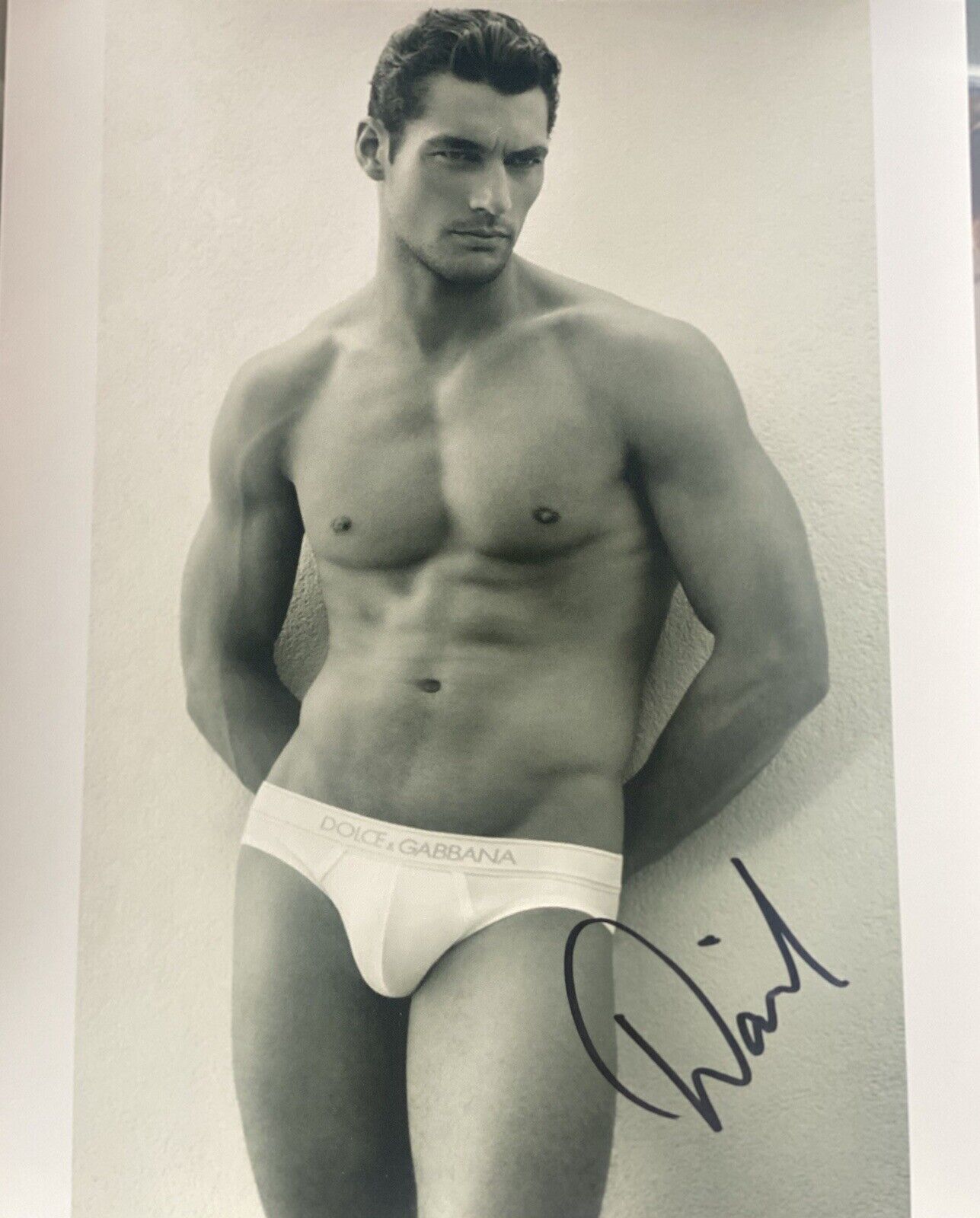 David Gandy Signed Autographed 8x10 Bxw Photo Poster painting Sexy Make Model