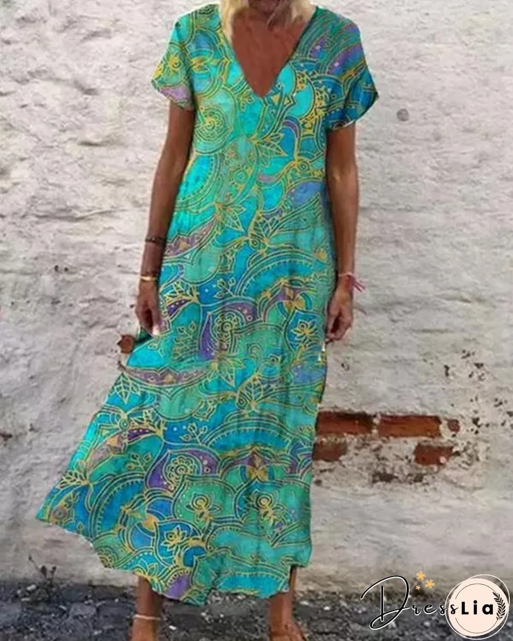 Boho Floral Cotton Maxi Dress