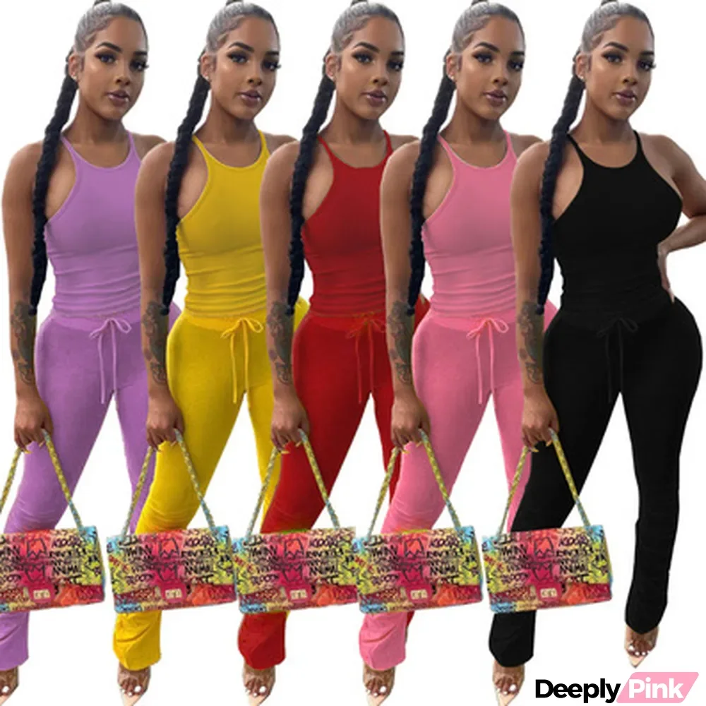 Summer New Sexy Straps Pleated Two-Piece Suit