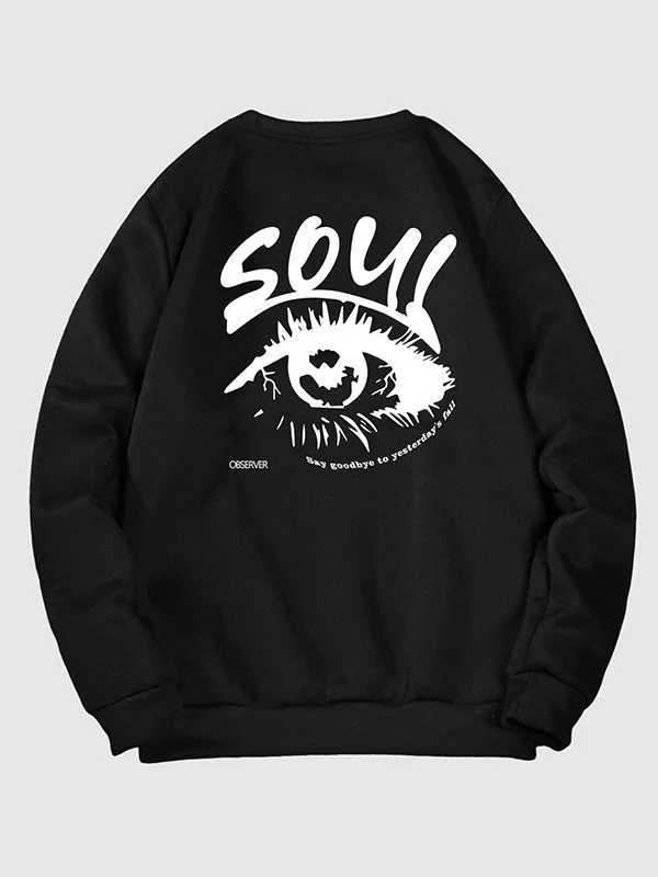 Men's Eye and Letter Print Casual Round Neck Shirt