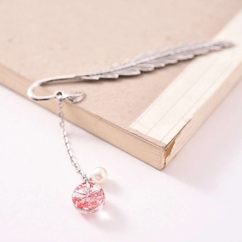 Glass Dried Flower Plant Specimen Metal Feather Gift Ornament Constellation Artistic Leaves Antique Stationery Bookmark