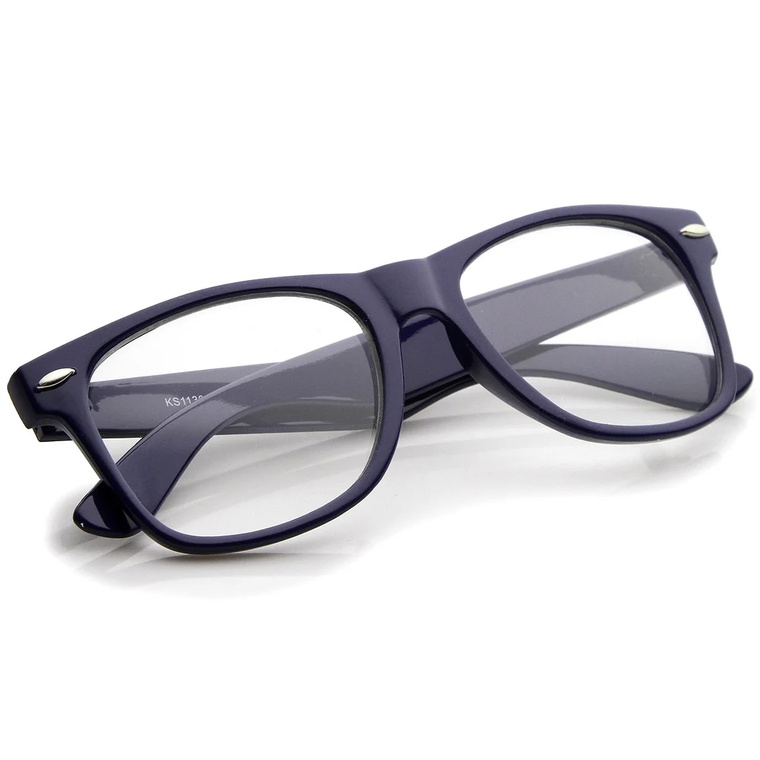 Retro Wide Temple Clear Lens Horn Rimmed Eyeglasses 54mm