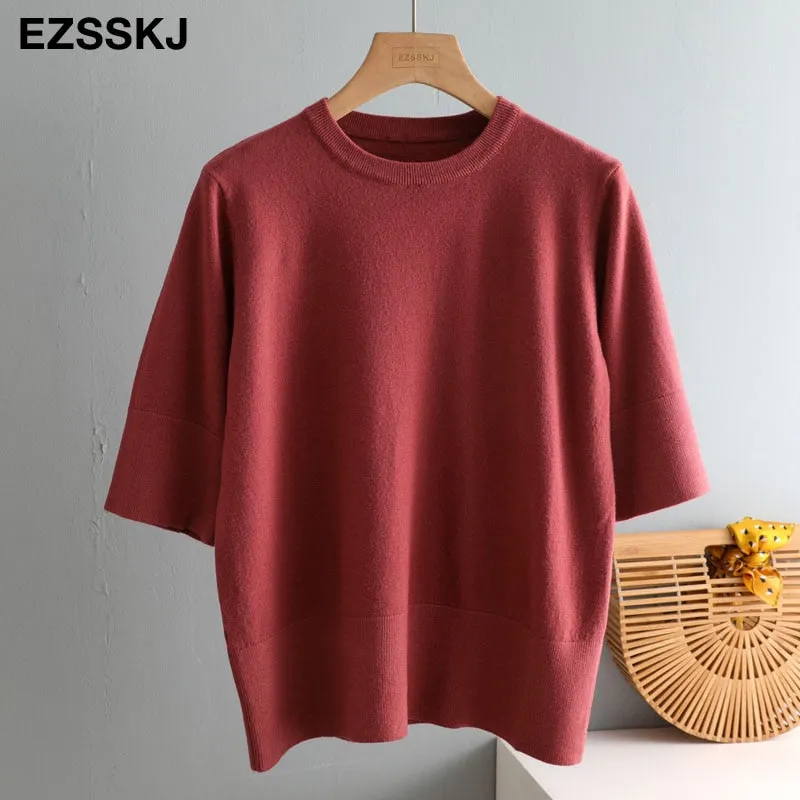 chic Autumn winter loose thick Sweater Pullovers Women half Sleeve casual 2020  o-neck warm basic Sweater knit Jumpers top