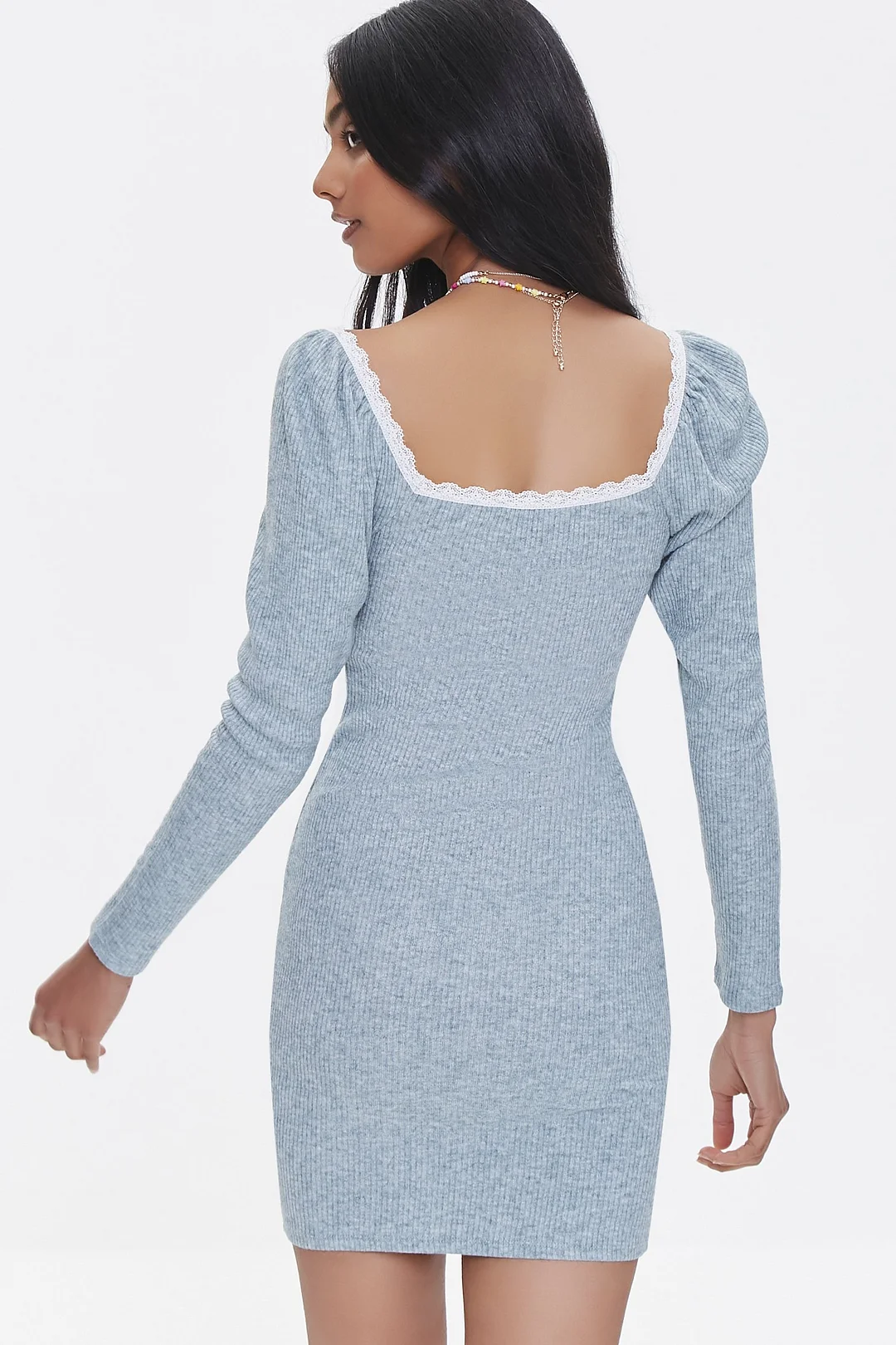 Lace-Trim Mini Dress