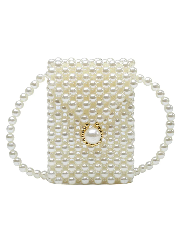 Fashion Women Pearl Mini Crossbody Bag Casual Ladies Lipstick Purse (B)