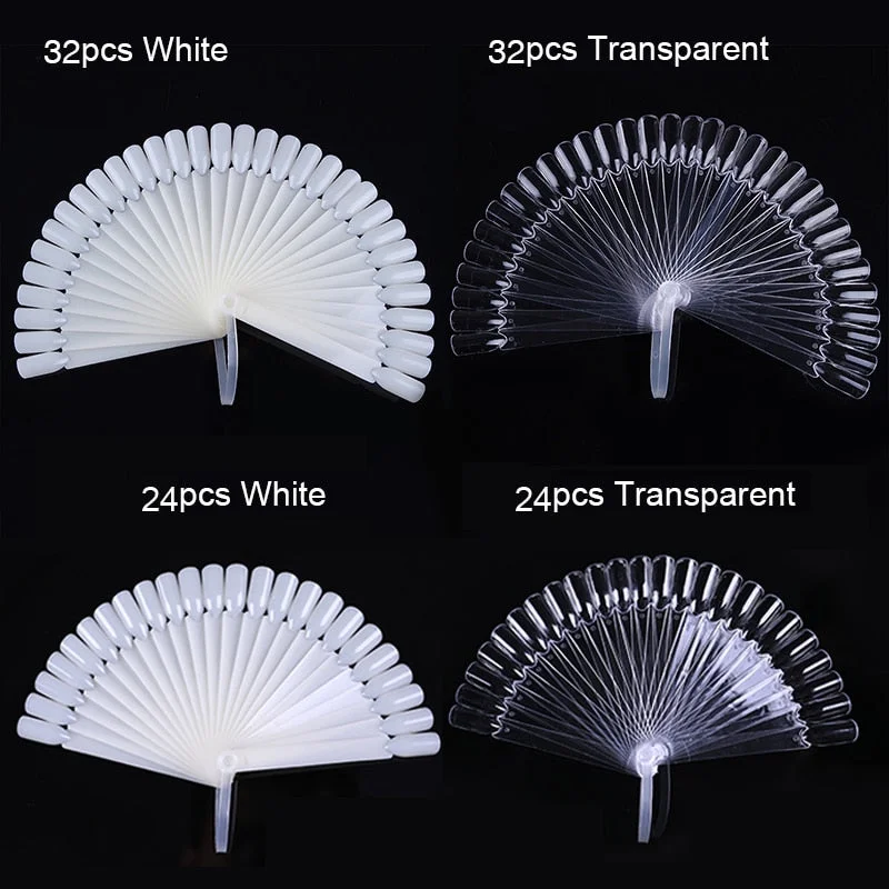 1Set False Nail Tips Fan Nature Nail Art Round Full Cover Display Practice Tools Fake Nails Manicure Acrylic UV Gel Polish-Nail Inspo