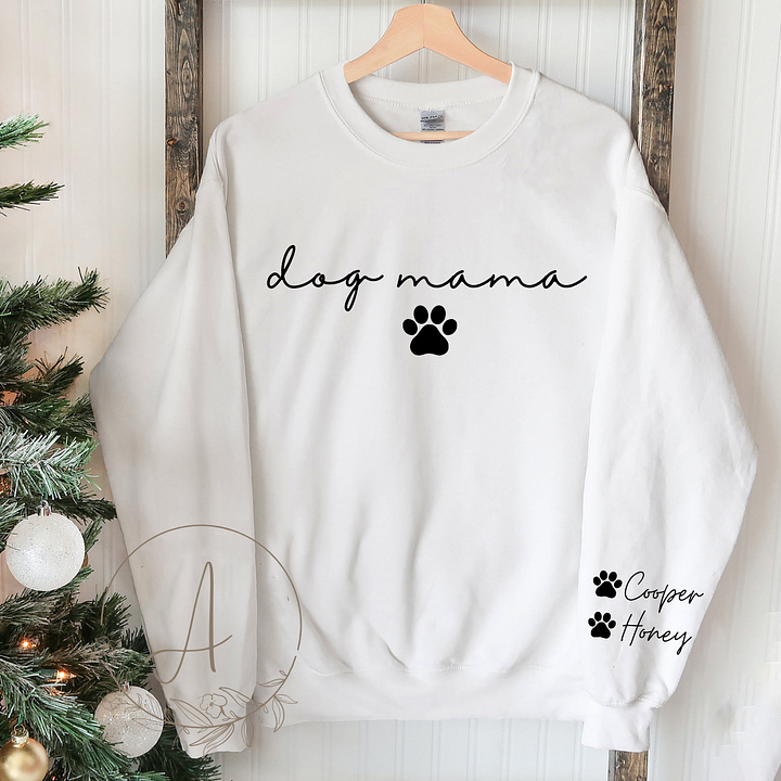 Custom Dog Mama Sweatshirt with Pet Name on Sleeve,Fur Mama Hoodie