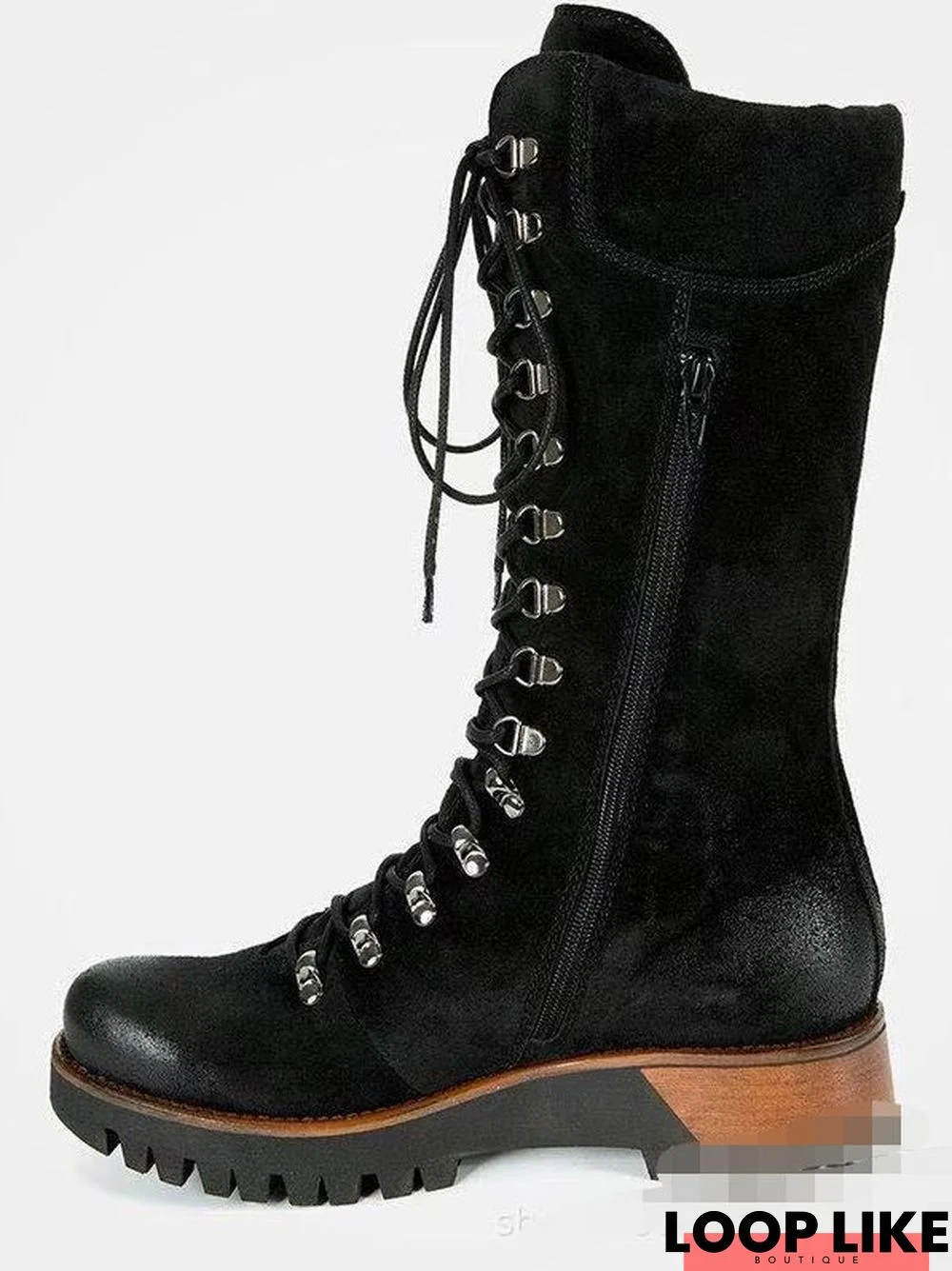 Retro Suede Zipper Martin Combat Boots