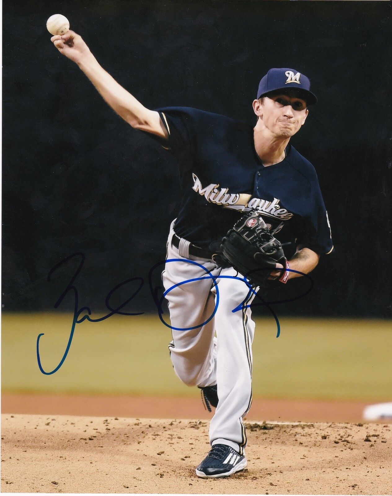 ZACH DAVIES MILWAUKEE BREWERS ACTION SIGNED 8x10