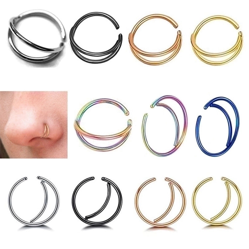 Minimalist Solid Color Stainless Steel Plating Nose Ring 1 Piece