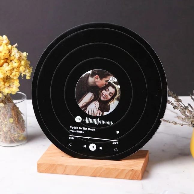 Custom Photo Song Plaque with Spotify Code Vinyl Record Romantic Gifts for Couple