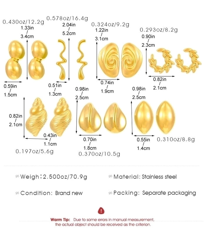 1 Pair Retro Minimalist Commute Geometric 304 Stainless Steel 18K Gold Plated Ear Studs