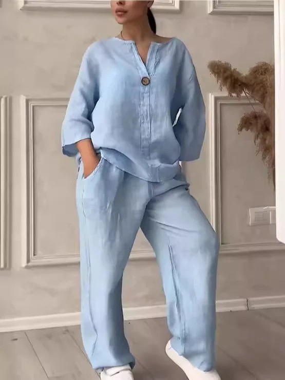 Nigikala Nigikala New Women's Fashion Pure Color Cotton Slack Suit Pants