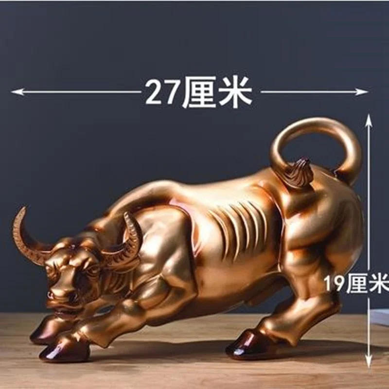Simulation Wall Street Bull Statue Crafts, Creative European and American Bull Art, Home Office Desktop Decoration Gifts,