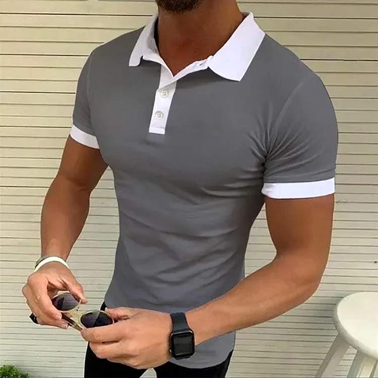 BrosWear Color Matching Slim Casual Polo Shirt