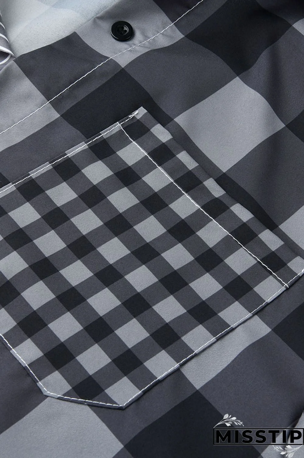 Deep Blue Casual Plaid Print Patchwork Buckle Turndown Collar Shirt Dress Dresses