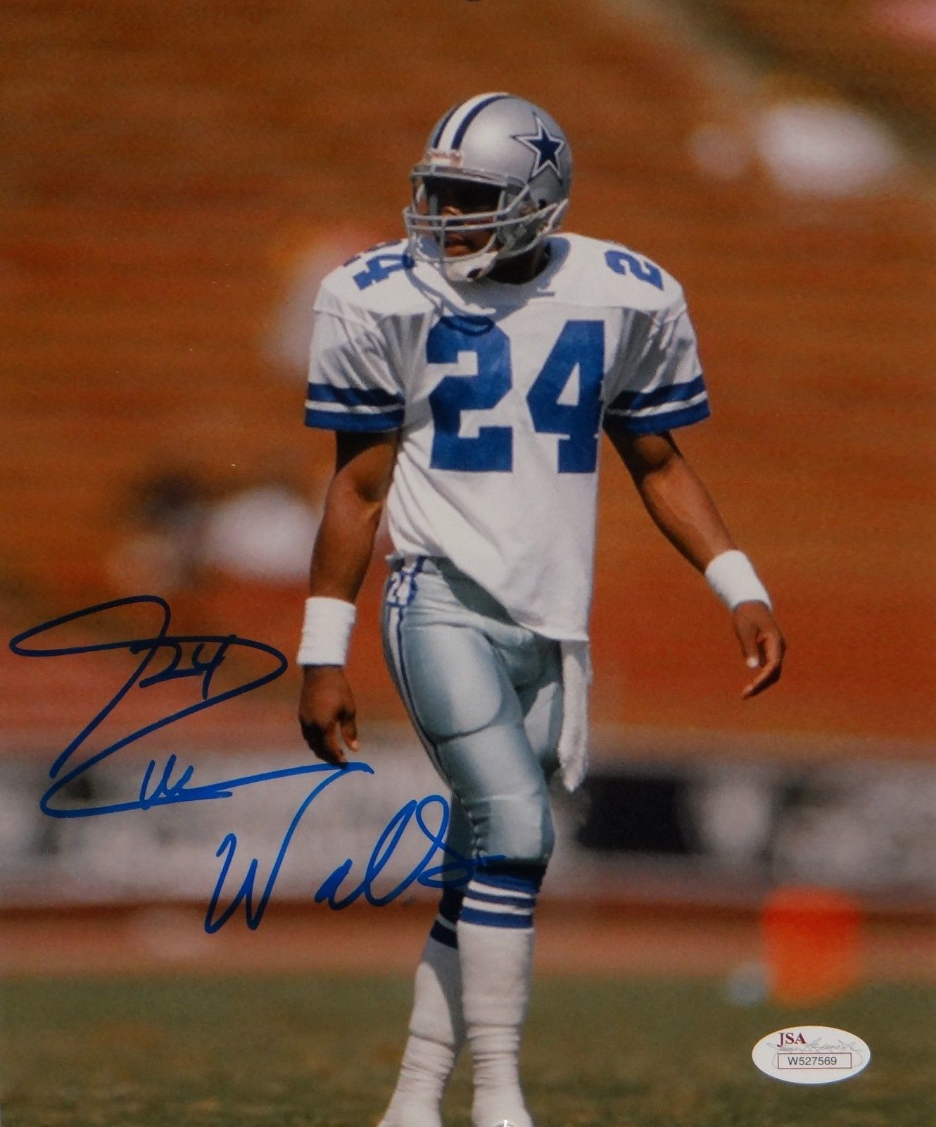 Everson Walls Autographed 8x10 Vertical On Field Photo Poster painting- JSA W Authenticated