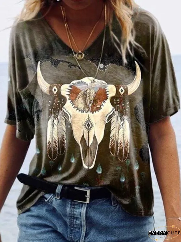 Native American Inspired V-Neck Tee