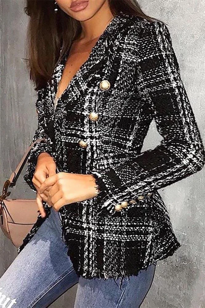 Stylish Casual Plaid Printing Coat